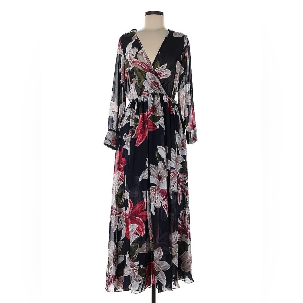 Floral Maxi Dress - Black and Red